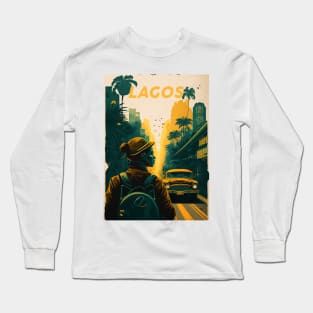 Lagos Nigeria Modern Streetscape Travel Art Poster Long Sleeve T-Shirt